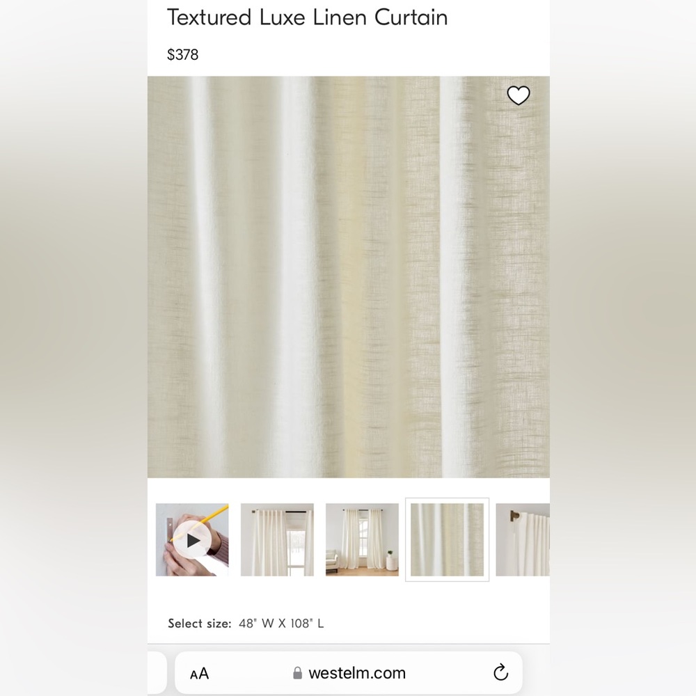 West Elm - Beige Linen Curtain Panels - 48” x 108” (2 panels)